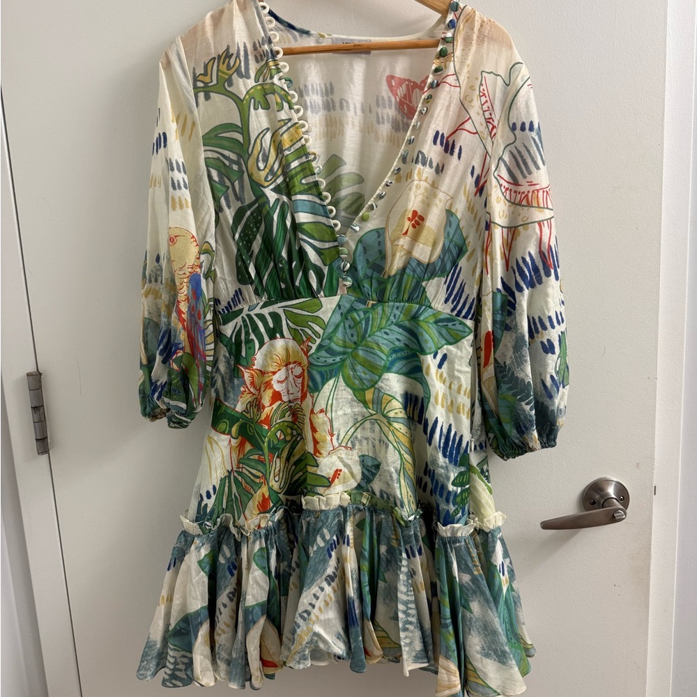 Leo Lin jungle pattern long sleeved dress